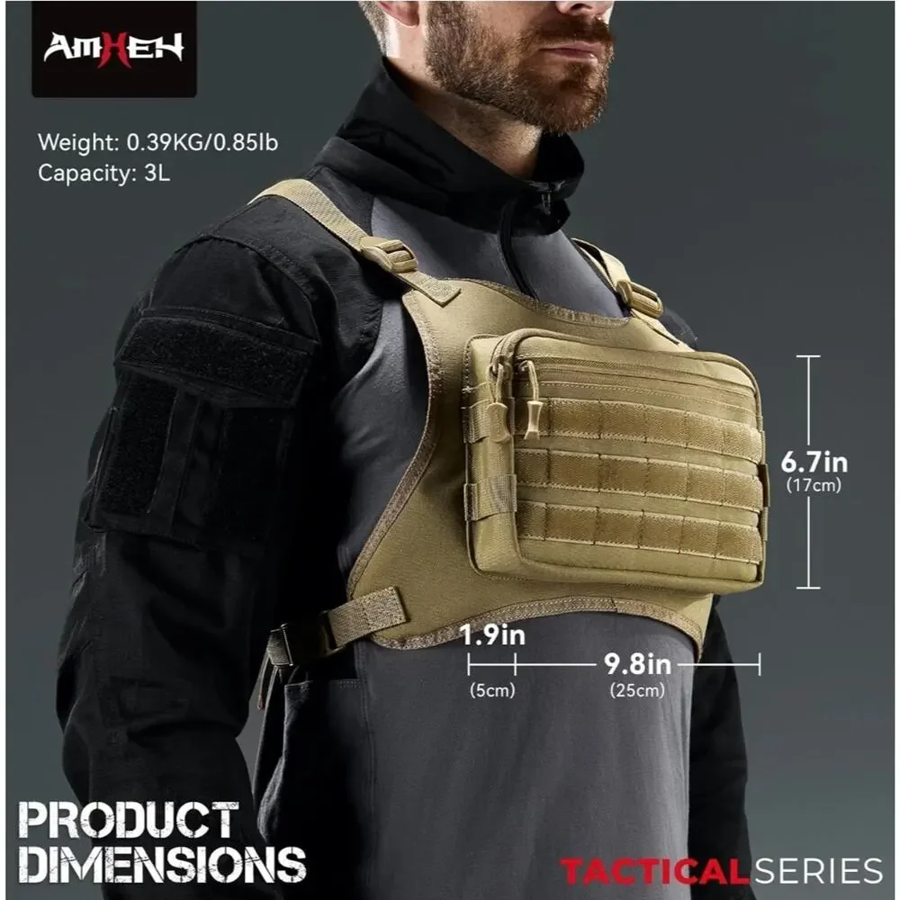 AMHEH Outdoor Tactical Chest Bag Men Rig Vest with Pouch Adjustable EDC